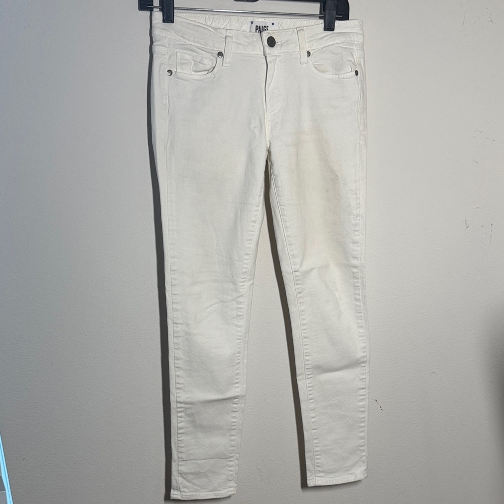 PAIGE Skyline Ankle Peg Women's Optic White Skinny Jeans Sz 27 rise 8” - Picture 4 of 14